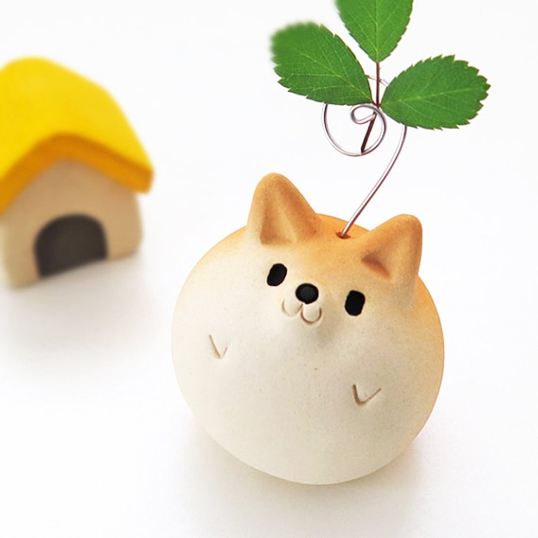 Shiba Inu ball 1 shibainu note stand - 摆饰 - 陶 橘色