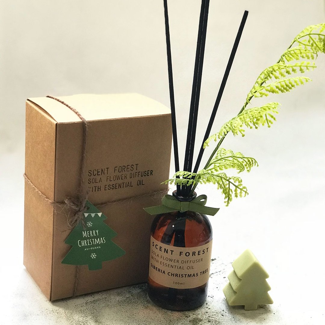 天然精油香氛竹 - 西伯利亚圣诞树 + 小树手工皂  圣诞节限定 - 香薰/精油/线香 - 玻璃 咖啡色