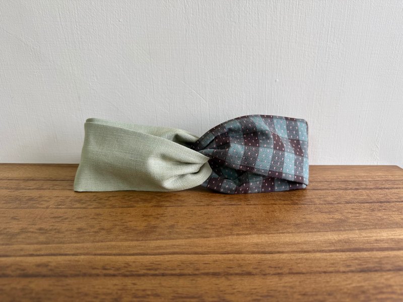 日本先染布 / 薄荷巧克力 - 抹茶绿 - 发带/发箍 - 棉．麻 绿色