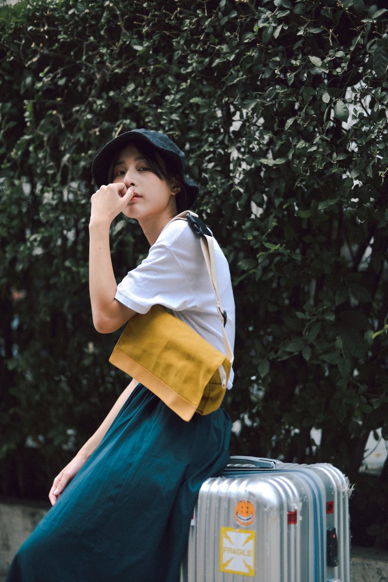 Yellow Mustard Keeply Belt - 侧背包/斜挎包 - 棉．麻 橘色
