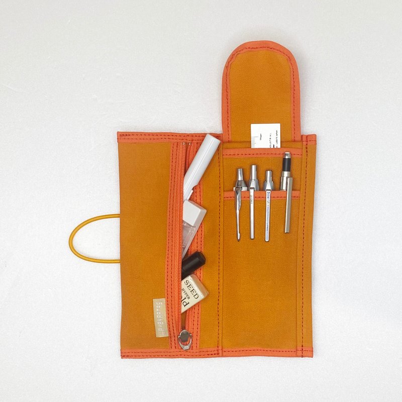 对折式笔袋 迷你小巧尺寸 - 铅笔盒/笔袋 - 棉．麻 橘色