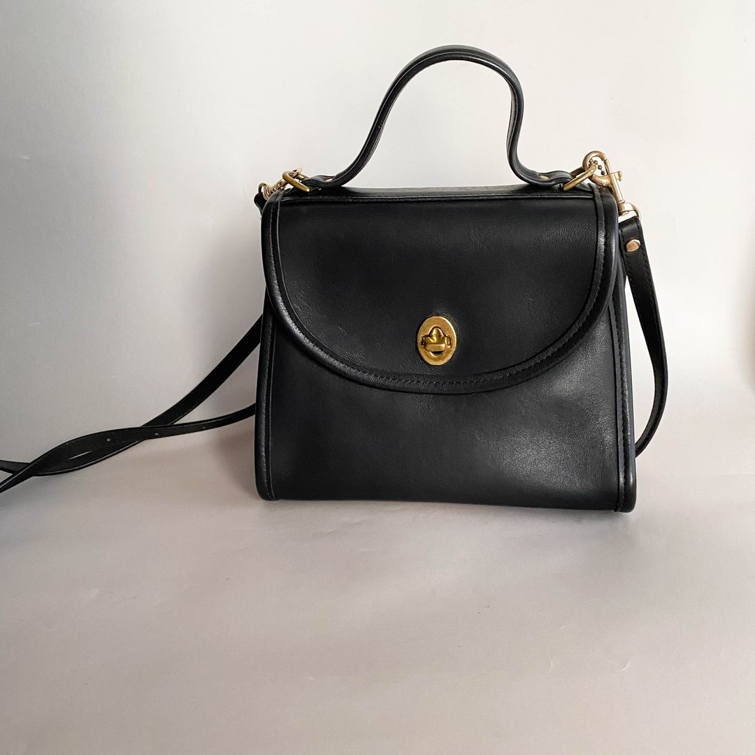 中古Coach│斜背包│侧背包│单肩包│真皮手袋│女友礼物│古着 - 侧背包/斜挎包 - 真皮 黑色