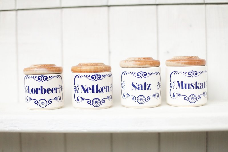 【好日恋物】德国 vintage 香料罐 (组) - 调味罐/酱料瓶 - 陶 白色