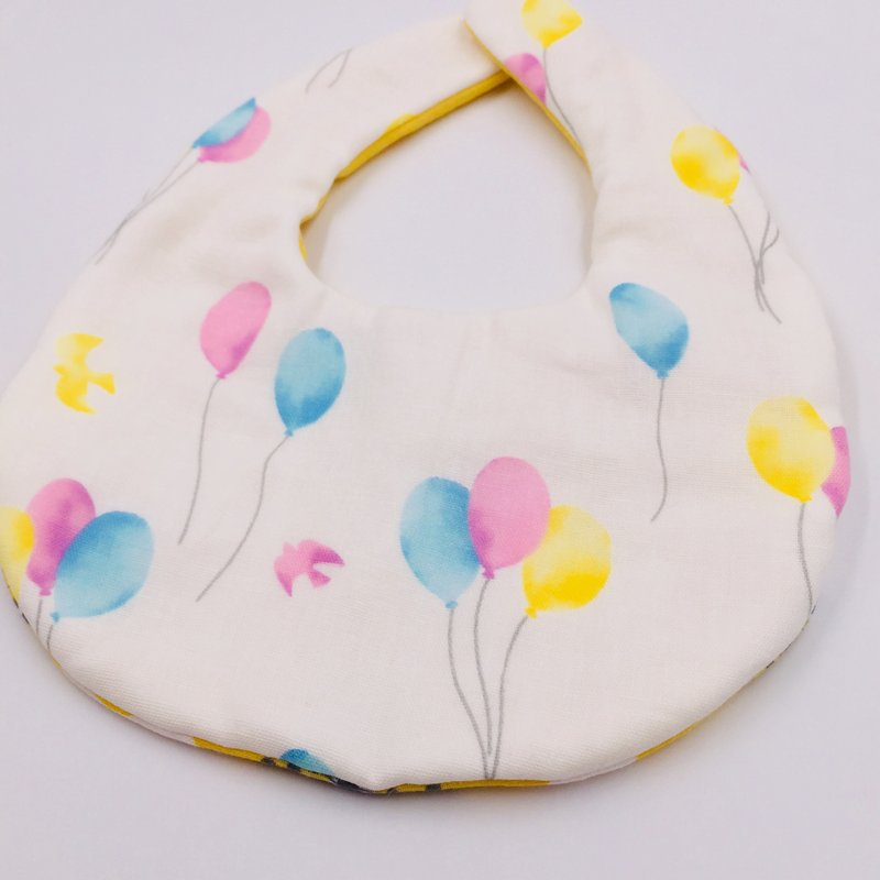 彩色气球围兜 二重纱 口水巾 设计款 弥月礼 - 围嘴/口水巾 - 棉．麻 粉红色