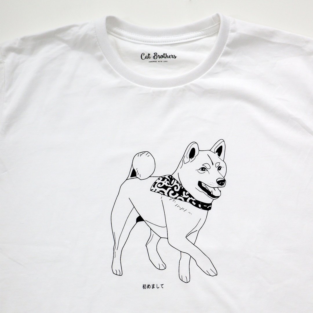 Shiba Inu Dog T-Shirt, Shiba T-Shirt, Unisex T-Shirt, 100% Cotton, White T-shirt - 女装 T 恤 - 棉 白色