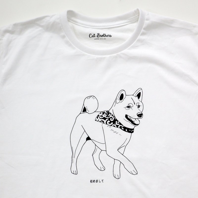 Shiba Inu Dog T-Shirt, Shiba T-Shirt, Unisex T-Shirt, 100% Cotton, White T-shirt - 女装 T 恤 - 棉．麻 白色