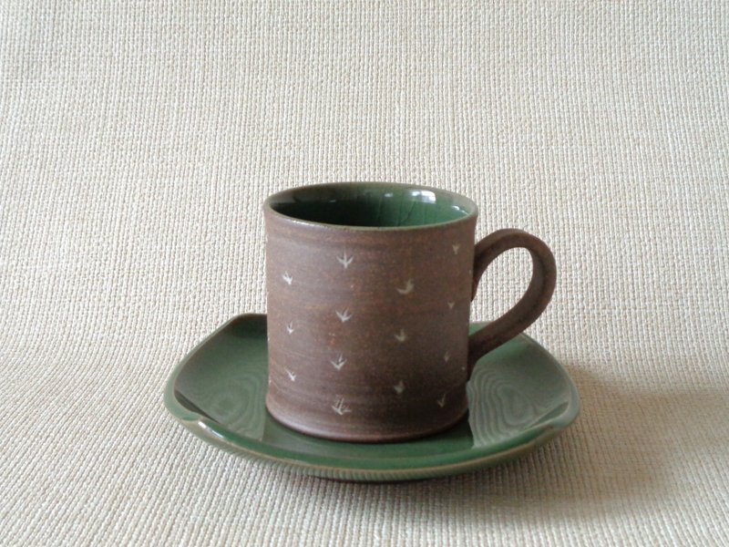 杯碟，青瓷镶嵌 - 咖啡杯/马克杯 - 陶 绿色