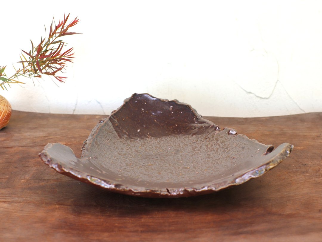 备前烧 撕盘（宽约21cm）sr8-035 - 盘子/餐盘/盘架 - 陶 咖啡色