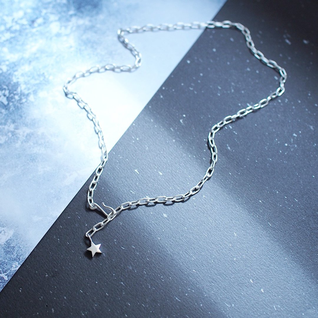 star charm choker necklace Silver 925 - 项链 - 其他金属 银色