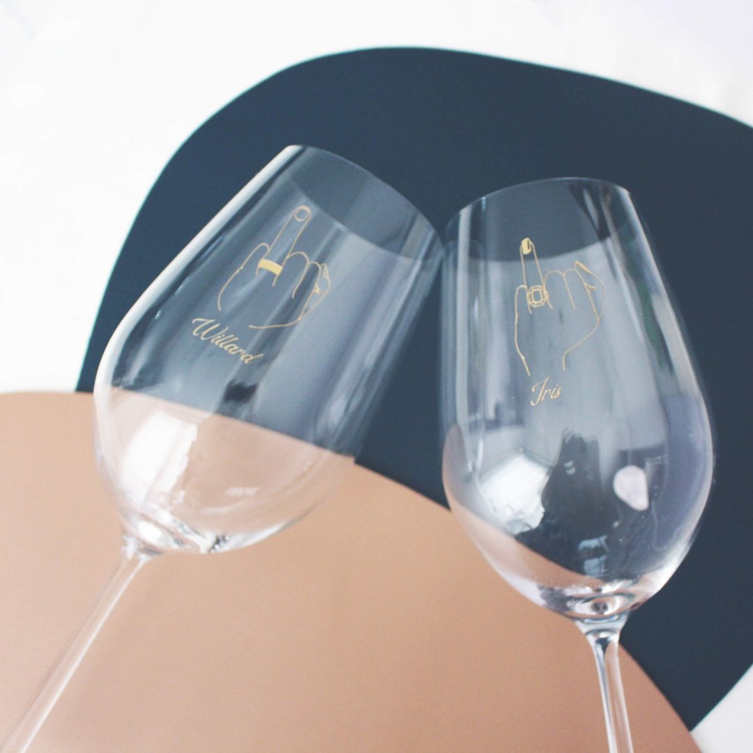 Minimalist简单爱系列|定制一生一世红酒对杯—文字雕刻 - 酒杯/酒器 - 玻璃 