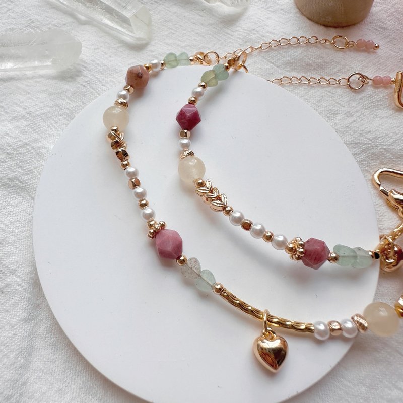 圣诞森语 红纹石 摩根石 东菱玉 - 手链/手环 - 半宝石 粉红色