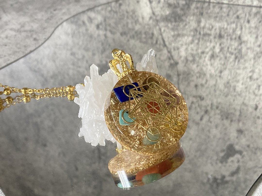 【麦达昶之星。七脉轮奥根项链】净化磁场、奥刚、奥罡、Orgonite - 锁骨链 - 其他材质 黄色