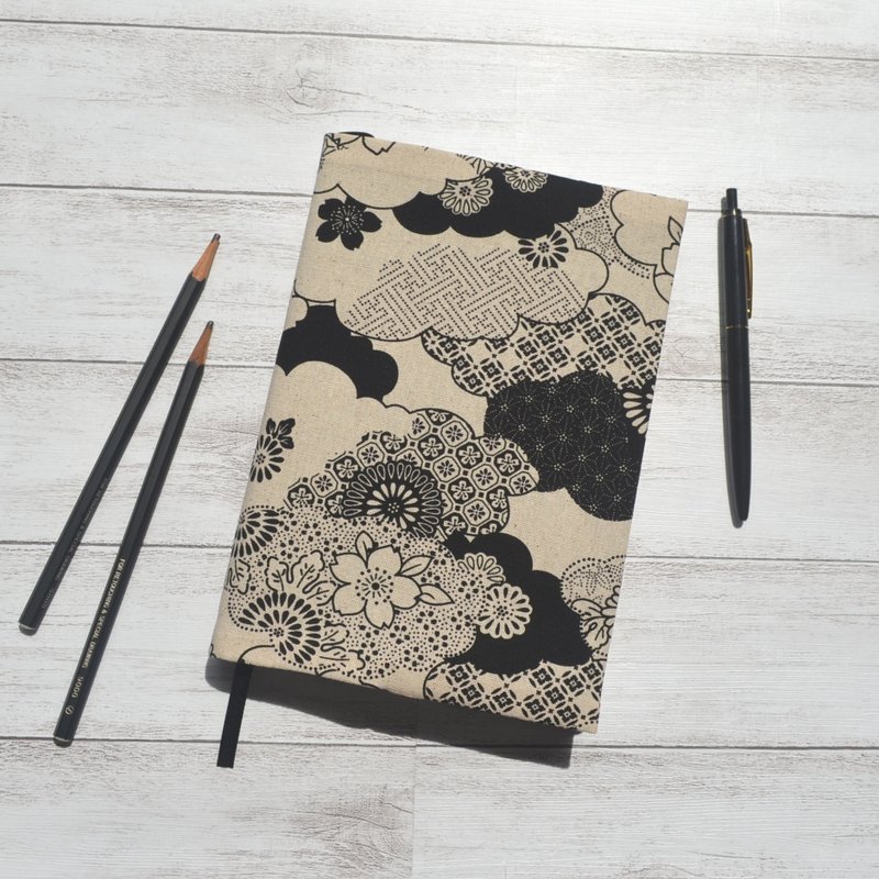 日式花园布书衣/布书套 可调式 - 书衣/书套 - 棉．麻 黑色