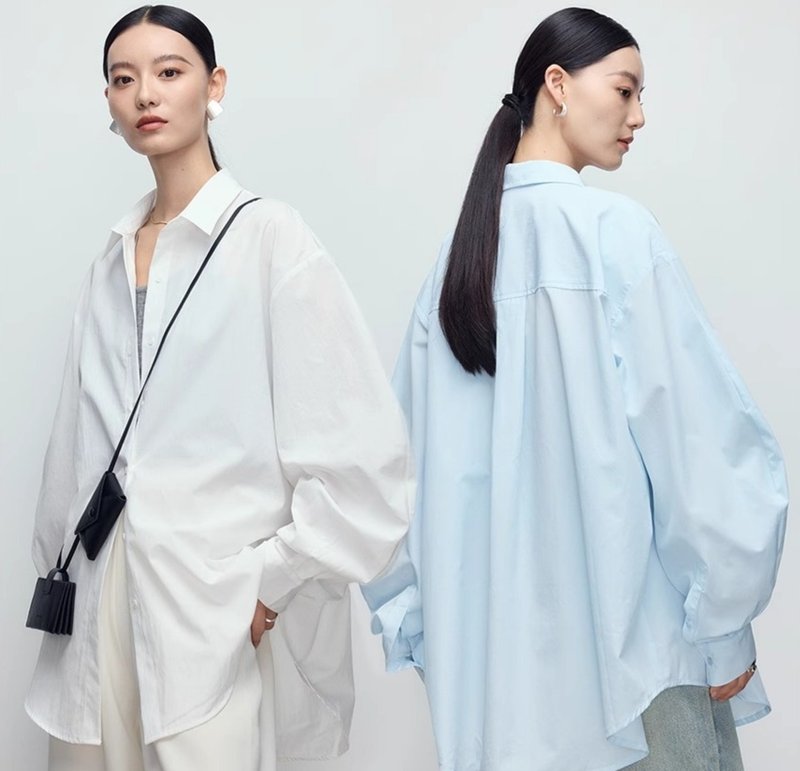 【慵懒风oversize】法式簡約/防晒长袖衬衫 - 女装衬衫 - 棉．麻 多色