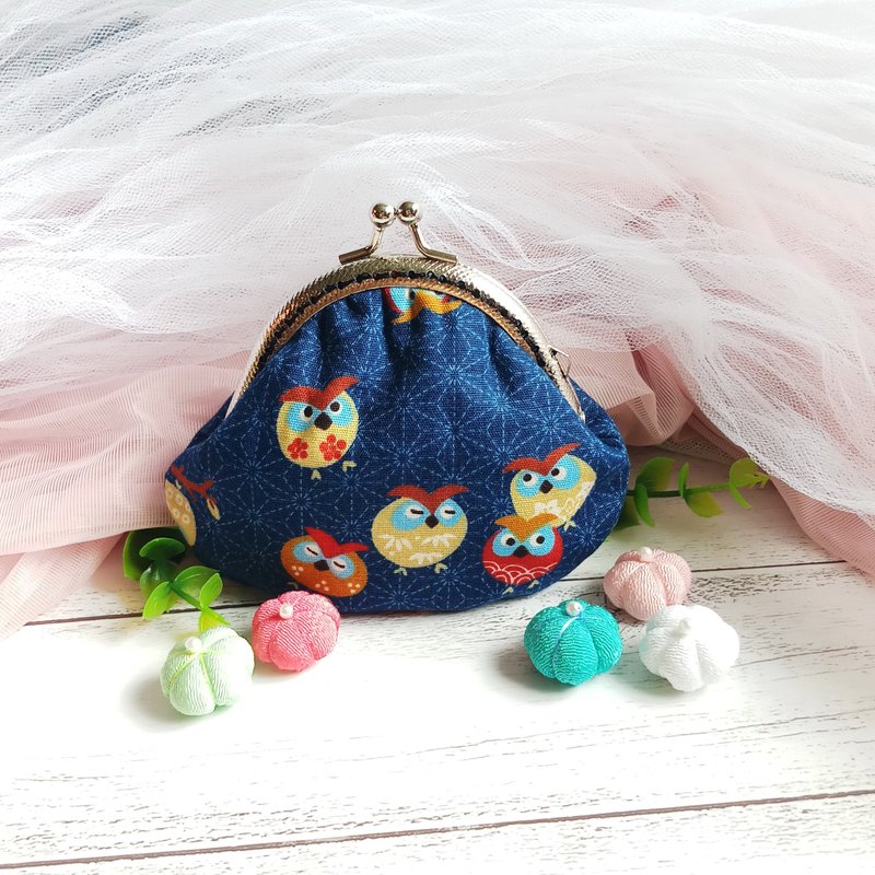 日本和风口金包 零钱包 小收纳包  kimono fabric  (JS-62) - 零钱包 - 棉．麻 蓝色