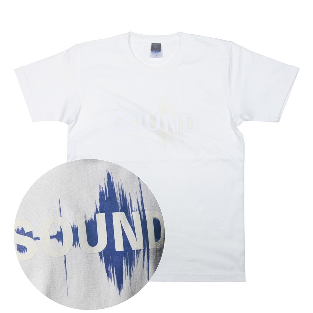 Music SOUND Heavyweight T-shirt Reacts with light. Blue sound file can be seen Unisex XS ~ XXL size - 女装 T 恤 - 棉 白色
