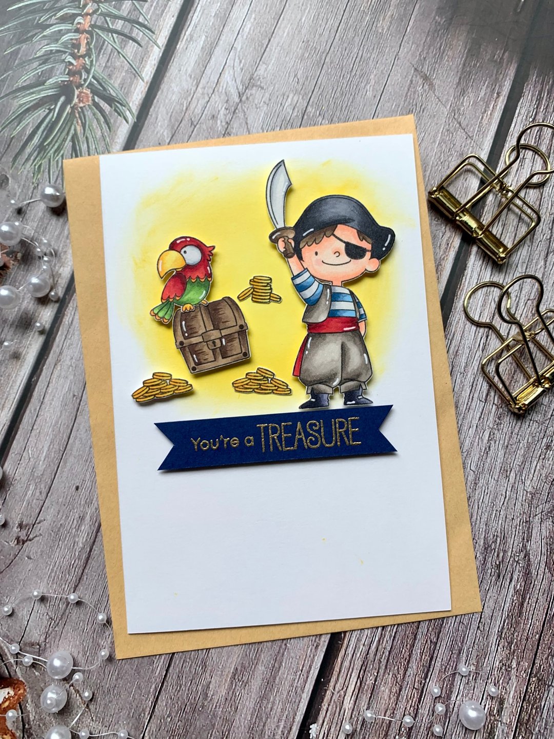 手工心意卡片_You are a treasure 海盗 - 卡片/明信片 - 纸 黄色