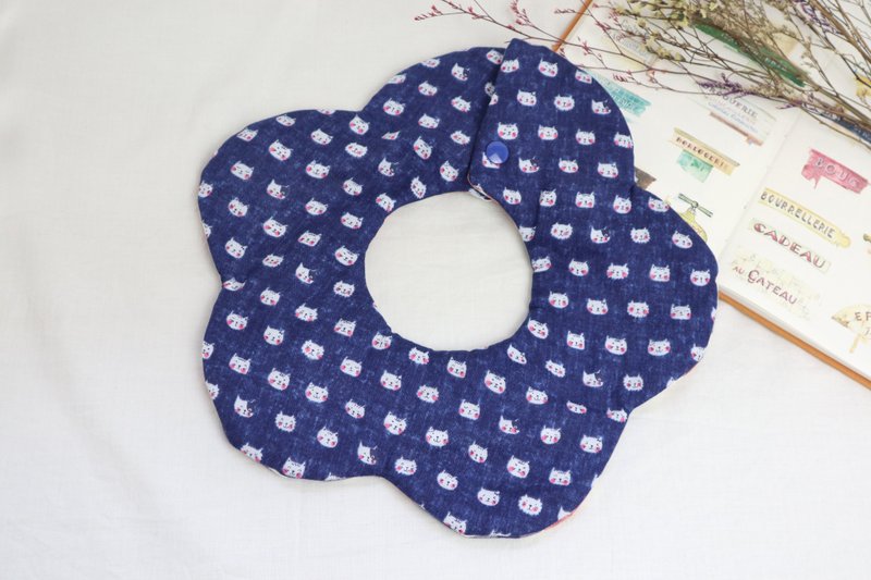 Hello baby系列。云兜│八重纱口水巾  围兜:::蓝色猫咪 - 围嘴/口水巾 - 其他材质 蓝色