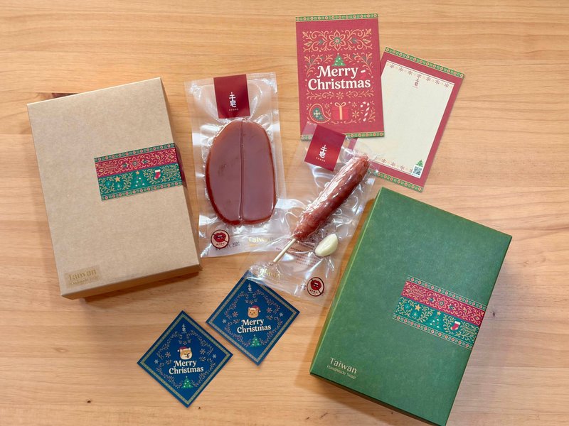 【2025圣诞礼盒】竹签香肠蒜头+乌鱼子手工皂礼盒/圣诞交换礼物 - 肥皂/手工皂 - 浓缩/萃取物 红色