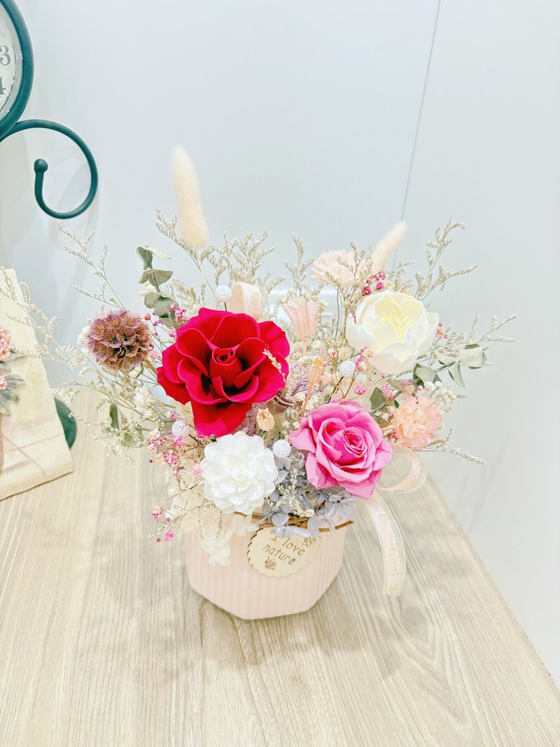 粉色永生花花盆 - 干燥花/捧花 - 植物．花 粉红色