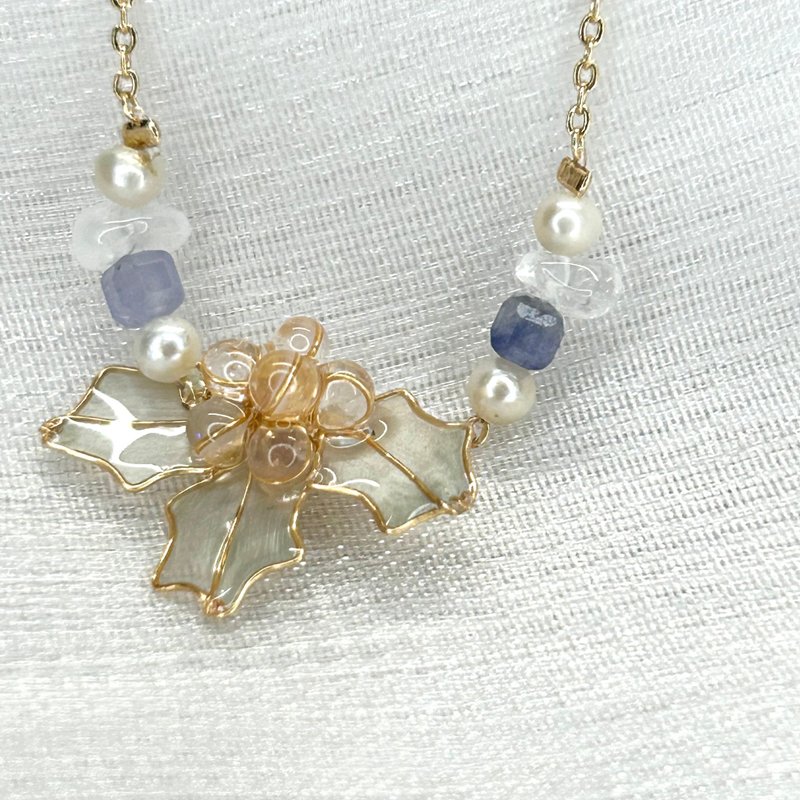 【银白冬青x坦桑石 - 水晶花手链】十二月生日花 生日石 花言日和 - 手链/手环 - 树脂 