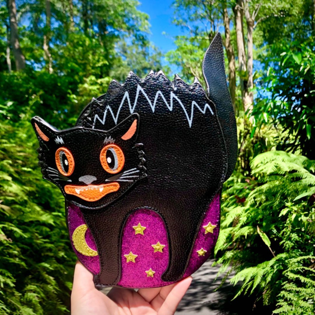 限量 万圣节神秘魔法惊吓猫童趣造型斜背包 - 酷乐村 - 侧背包/斜挎包 - 人造皮革 紫色