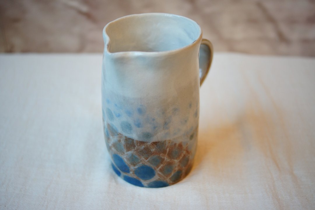 手作粉引 清凉水玉 茶海  360ml 分享杯 公道杯 - 茶具/茶杯 - 陶 蓝色