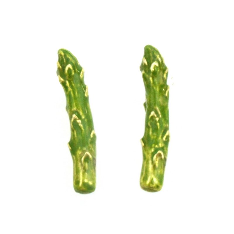Asparagus asparagus earrings PA415 - 耳环/耳夹 - 其他金属 绿色