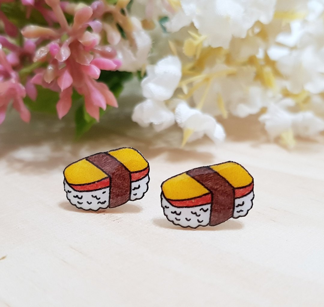 玉子烧握寿司 耳环 耳夹 - 食物系列 - 耳环/耳夹 - 塑料 黄色