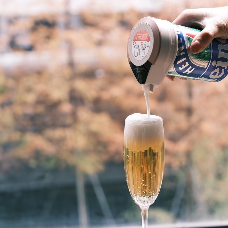 日本 GREEN HOUSE 便携式一键式金泡啤酒机 - 酒杯/酒器 - 树脂 黑色