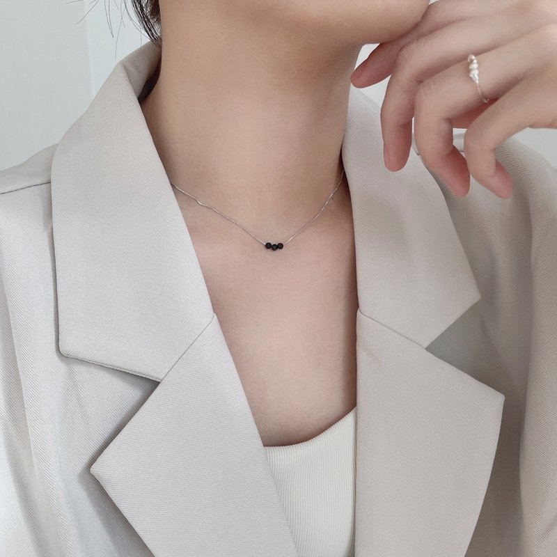 │轻奢│沉稳 • 天然宝石 • 锁骨链 • 纯银项链 可碰水 抗过敏 - 项链 - 纯银 