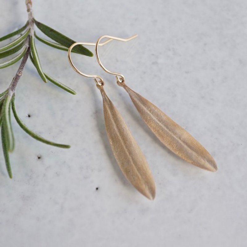 Olive leaf earrings [EP049K10] - 耳环/耳夹 - 其他金属 