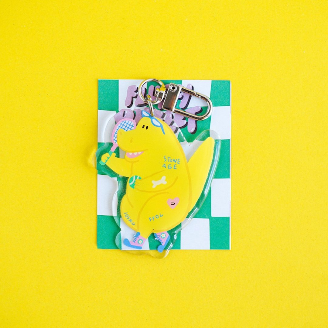Fluffy Omelet - KEYCHAIN / PIN / PHONE GRIP - JOSH DINOSAUR - 钥匙链/钥匙包 - 压克力 黄色