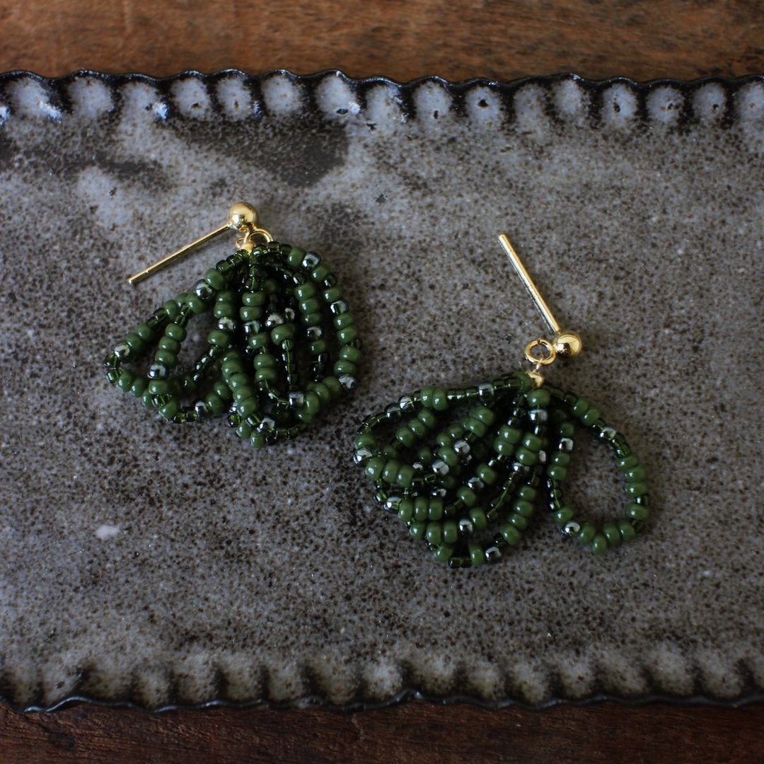 串珠耳饰_海葡萄/beading earing - 耳环/耳夹 - 玻璃 绿色