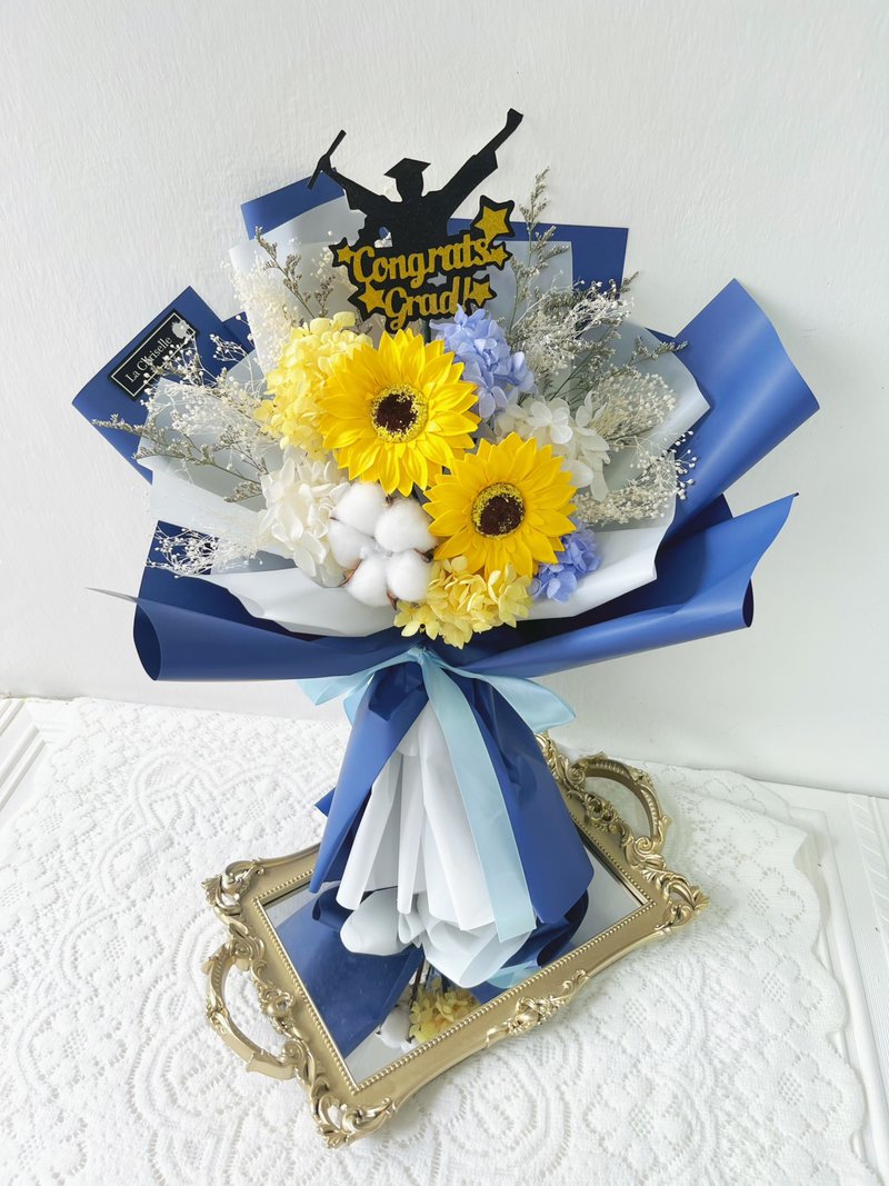 毕业花束 毕业礼物 太阳花 香皂花 向日葵 番枧花 - 干燥花/捧花 - 植物．花 黄色