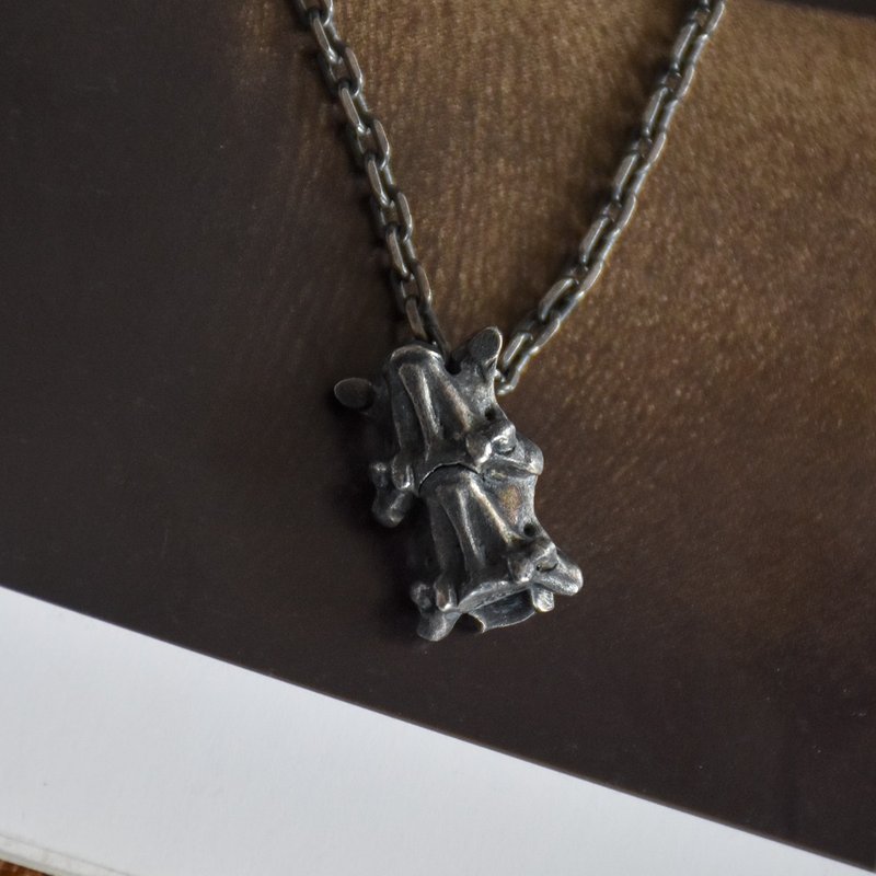 原创手作暗黑美学脊椎骨骼吊坠骨节项链 - 项链 - 纯银 黑色