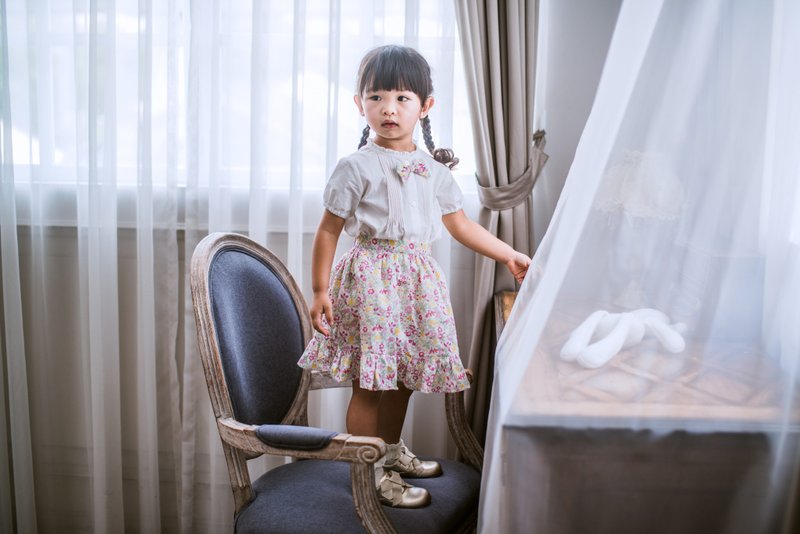 英国LIBERTY FABRICS Rosa荷叶裙摆澎澎短裙 - 童装裤 - 棉．麻 粉红色