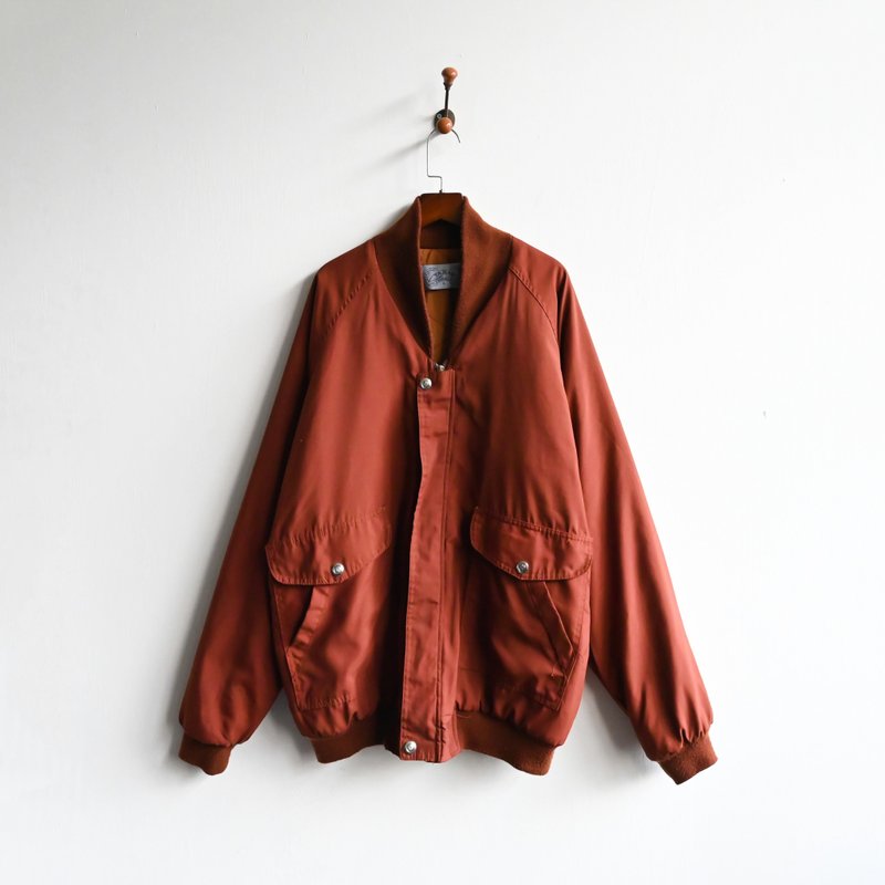 【蛋植物古着】柿彩夕日绒面铺棉古着夹克外套 - 男装外套 - 其他人造纤维 