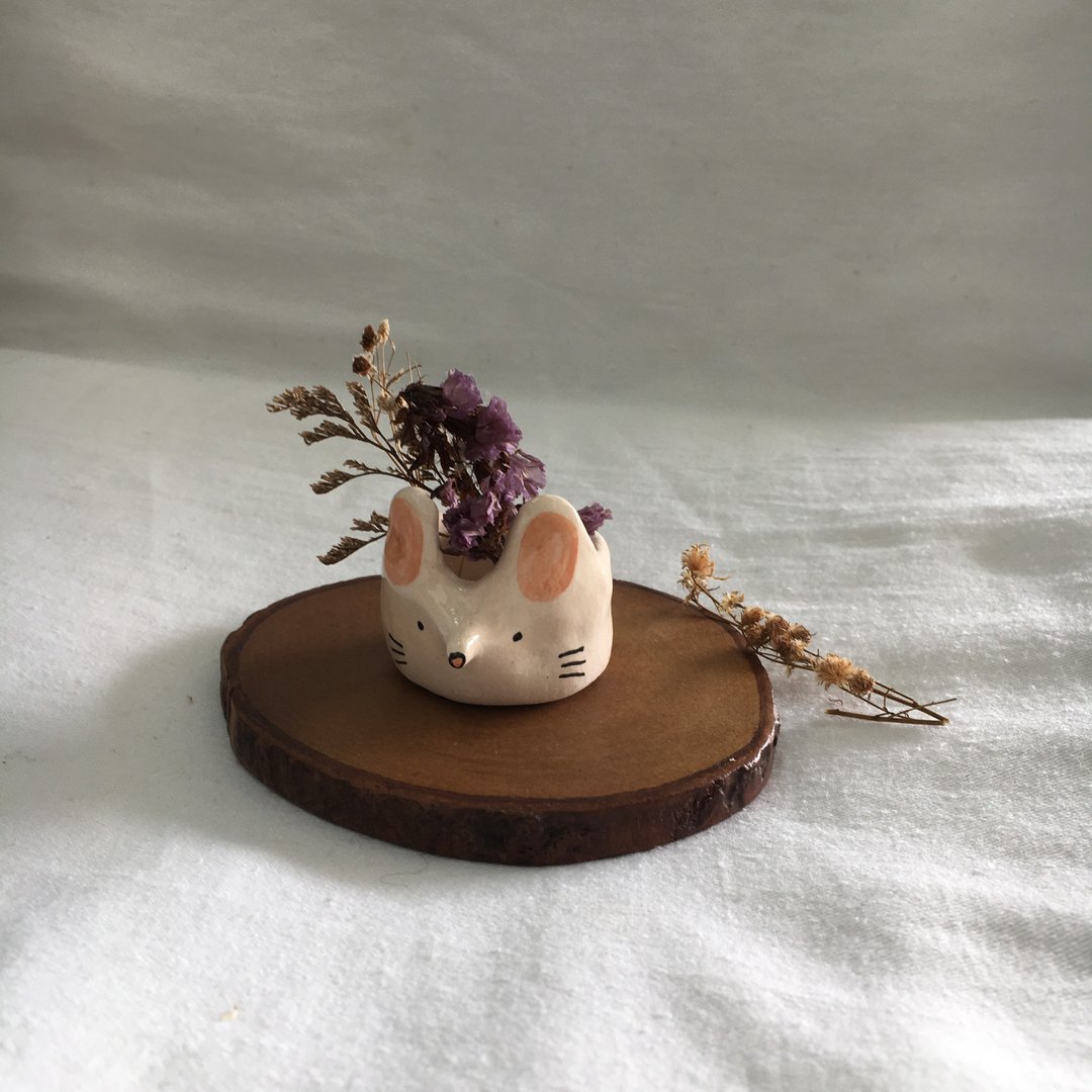 Rat flowerpot - 摆饰 - 陶 白色
