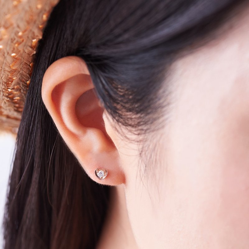 京华钻石 钻石耳环 18K玫瑰金 天然钻石 共0.16克拉 恋心系列 - 耳环/耳夹 - 钻石 