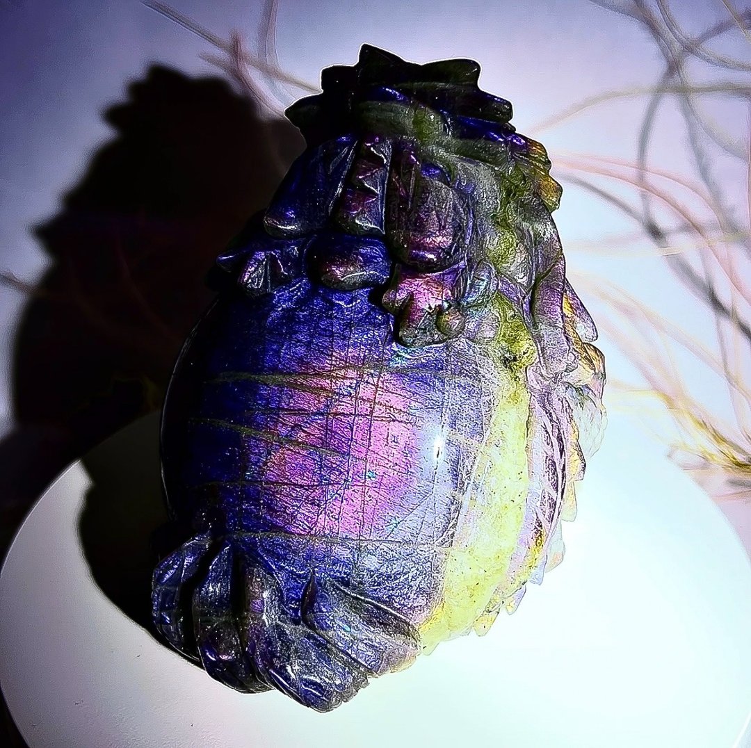 【梦幻紫龙龟】梦幻紫拉长石摆件 办公室疗愈小物 - 摆饰 - 水晶 紫色