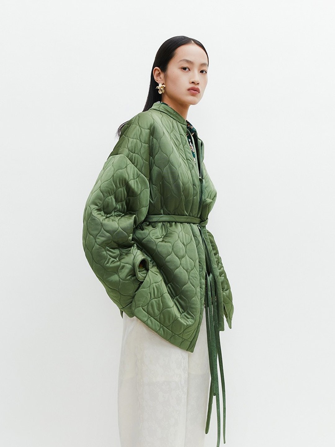 【系带】新中式复古中国风 棉服外套 - 其他 - 其他材质 绿色