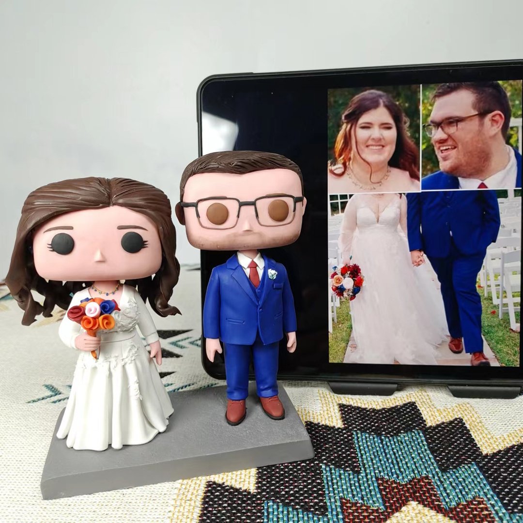 纯手工定制美国Funko Pop 自画像公仔情侣父母夫妻结婚周年礼物 - 玩偶/公仔 - 粘土 多色