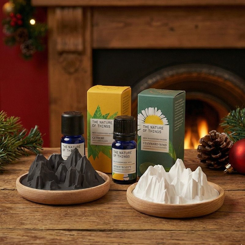 【圣诞交换礼物】洛矶山脉|硅藻土原木扩香石+有机精油组 - 香薰/精油/线香 - 其他材质 