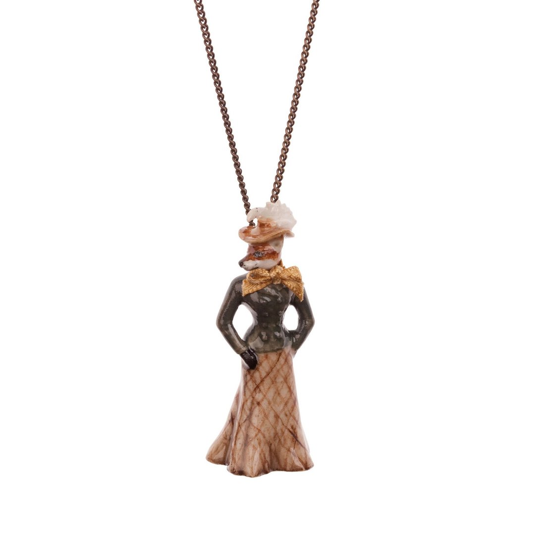 AndMary 手绘瓷项链-狐狸夫人 礼盒装 Mrs Fox Necklace - 项链 - 瓷 咖啡色