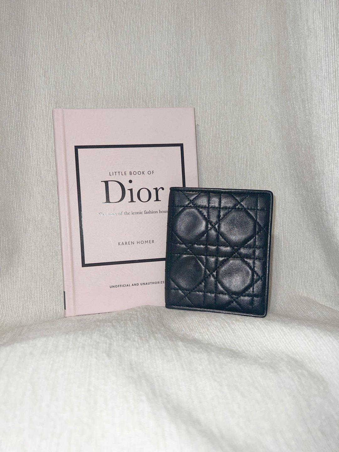 Dior稀有菱格黑色红色内里CD花纹卡片套夹小钱包 日本中古vintage - 零钱包 - 真皮 黑色