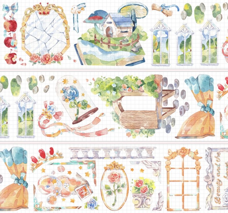 魔仙堡 シンデレラ 童話城堡集 PET 紙膠帶 台灣製 10米卷 - 纸胶带 - 塑料 多色