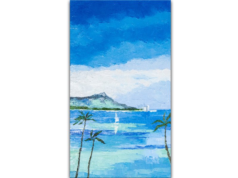 夏威夷绘画/怀基基绘画/帆船绘画/海景风景画海/景画/油画原作 - 海报/装饰画/版画 - 其他材质 蓝色