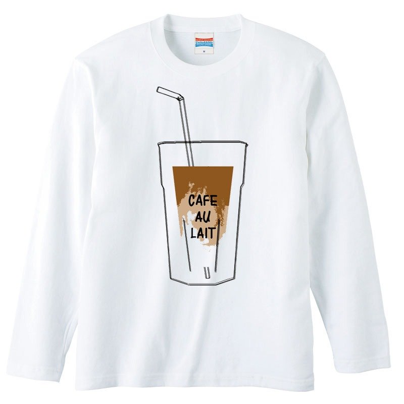 Long sleeve T-shirt / Cafe au lait - 男装上衣/T 恤 - 棉 白色