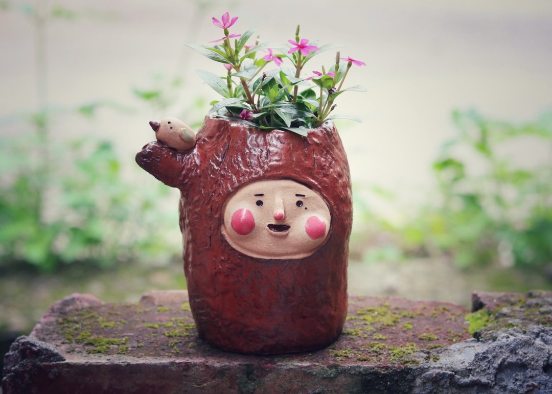 小树阿囡花瓶 - 花瓶/陶器 - 陶 咖啡色